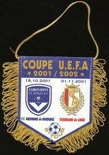 PETIT FANION 10*9 CM GIRONDINS BORDEAUX Vs STANDARD LIEGE UEFA CUP 2001-2002