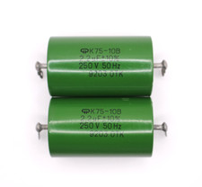 2x K75-10V 2.2uF 250V USSR Hybrid Audio Capacitors Paper in Oil PIO / NOS / OTK