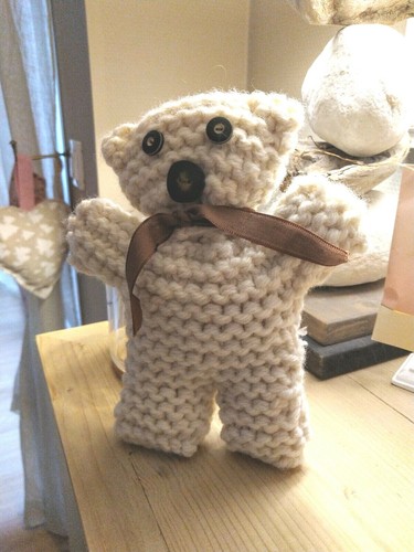 Teddy bear knitted wool tone - -,