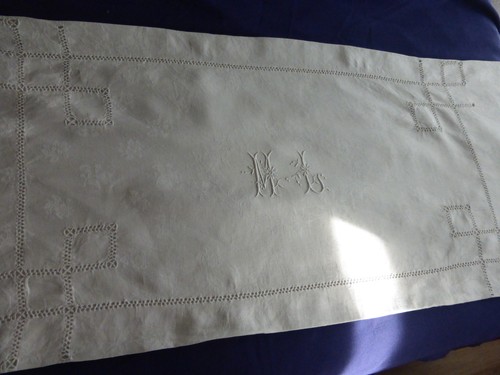 Nappe ancienne damassee lin - nappe,