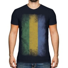 Gabon Délavé Drapeau Hommes T-Shirt Gabonais Maillot de Football Cadeau