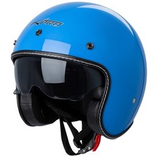 Casque Moto Jet Cafe Racer Homologué ECE 22-06 Scooter Custom Bleu