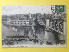 Old postcard Brittany BREST (Finistère) Le PONT NATIONAL steam boat gateway