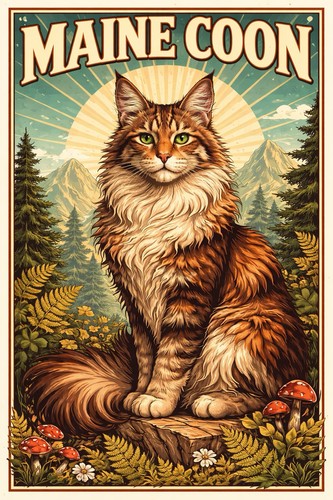 Affiche poster chat - chat, coon