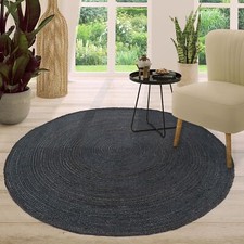 Salon Tapis Rond Fait Main Poils Ras Design Monochrome Moderne