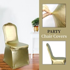 Dîner Pièce Housses Chaise Doré Extensible Slip de Siège Amovible Mariage Fête