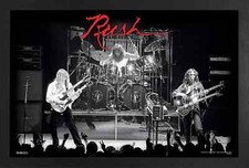 RUSH BLACK & WHITE LIVE CONCERT 12x18 GELCOAT FRAMED POSTER ROCK MUSIC ICONIC!!!
