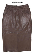 Jupe En Cuir Mi-Longue En Brun En Cuir Lisse Taille 40