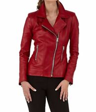 Veste en cuir rouge pour femme