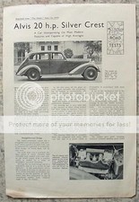 ALVIS 20 HP SILVER CREST MOTOR Road Test Report 14 June 1938