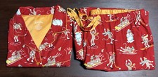 Nick & Nora Red Sock Monkey Christmas Winter Flannel Pajama Set Women's Size XXL