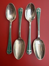 ARGENTERIE 4 CUILLÈRES À MOKA CAFÉ CHRISTOFLE MODÈLE TALISMAN ÉMAILLÉ POINÇONS