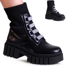 Bottes Biker À Talon Plat En