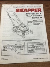 SNAPPER 21" STEEL DECK WALK MOWERS SERIES 14 SAFETY INSTRUCTIONS & OPERATOR'S