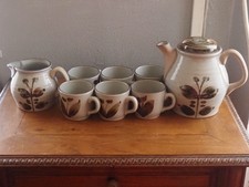 SERVICE A CAFE GRES  D' ARNON   .6 TASSES CREMIER & CAFETIERE. GRES DE LUXE.TBE