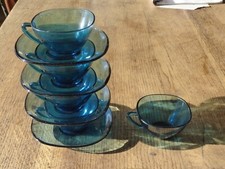 Lot 4 tasses café verre bleu