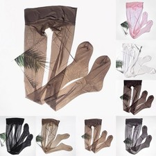 Bas femme maille taille haute ultra-mince soyeux transparent collant noir