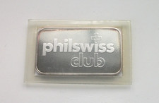 Lingot 1 Once Argent pur 0.999 PhilSwiss Club Heraeus numéroté Silver Bar Oz