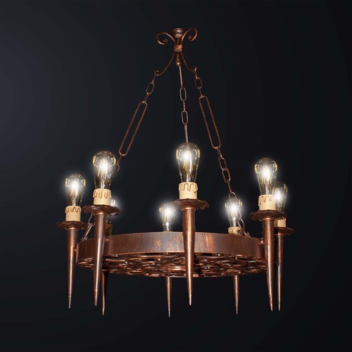 Lustre rustique fer forgé - lustre,