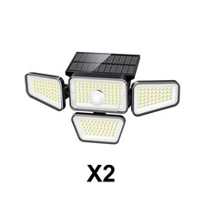 x2 Lampe LED Solaire Extérieur 140 Détecteur de Mouvement Lumière Garage