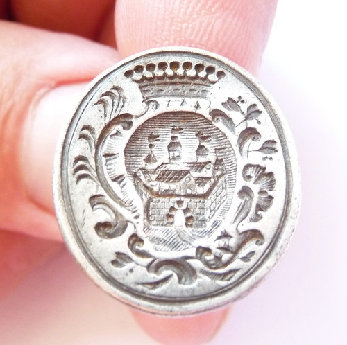 Sceau tampon argent couronne - /,