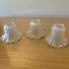 Lot Of Three Vintage Frosted Glass Tulips 