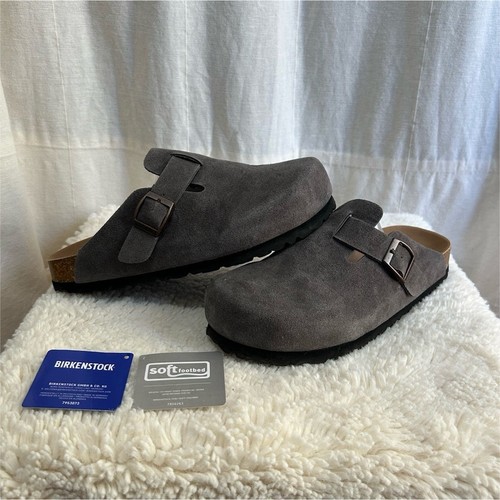 Birkenstock boston daim gris - daim,