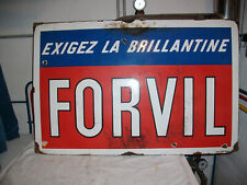 Grande plaque émaillée ancienne brillantine FORVILLE 99x84 cm