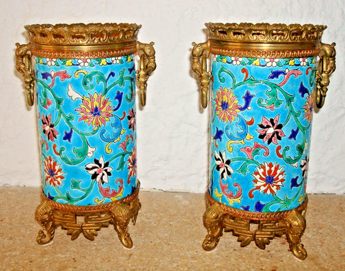 Emaux longwy vase rouleau - longwy.,