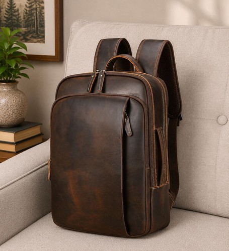 Geniune leather backpack - leather,