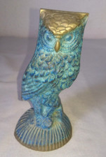 ANTIQUE BRONZE OWL OWL FIGURINE FIGURINE with blue patina 1970