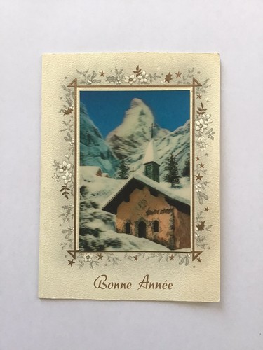 Carte vœux ancienne - relief, 3d