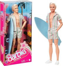 poupée BARBIE Ken Articulée avec Ensemble Plage Rayé Rose Et Vert Pastel