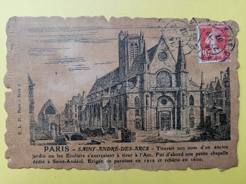 Old postcard leather parchment
