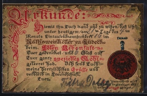 Lübeck certificat cave à - certificat, de