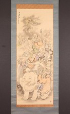 am7082 Hanging Scroll "Buddha and the Sixteen Arhats" by Kubota Beisai