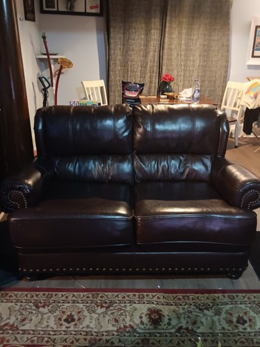 Used leather sofa loveseat - used,