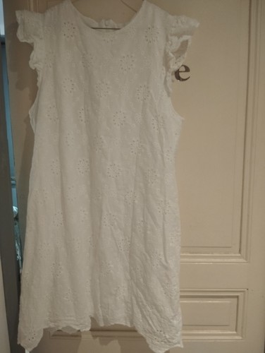 Robe blanche droite - , de