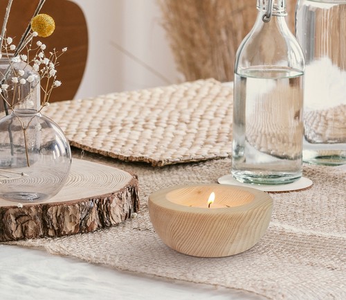 Bougie chauffe plat bois - à, en