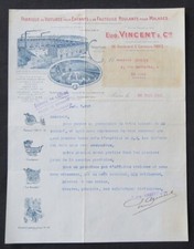 Invoice 1922 PARIS car child disabled chair VINCENT illustrated 122