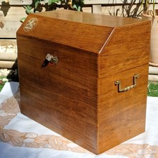 Ancien Coffre Bar MD En Bois De Chêne Massif, BABY BAR, Malle Bouteilles Vintage