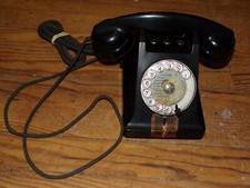 Téléphone Ancien Ericsson Colombes Bakélite Noir À Cadran 
