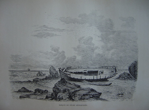 Gravure une barque - gravure, de
