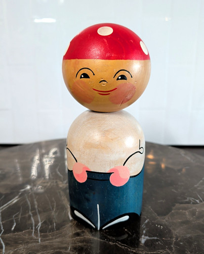 Painted wood boy figurine - painted,