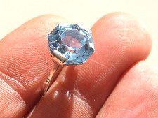 TRES BELLE BAGUE ANCIENNE 1930/40 ART DECO en ARGENT avec PIERRE BLEUE / T 53