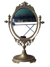 Antique dressing table psyche mirror, brass foot. Rococo Style - Baroque 1900