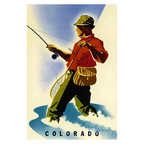 Affiche rétro pêcheur - |, art