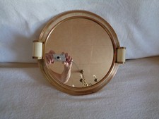 PLATEAU MIROIR ART DÉCO CERCLÉ DE MÉTAL DORÉ