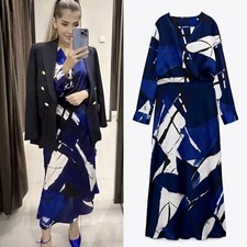 Robe Zara Bleu Imprimé Taille S/XS NEUF / Zara Printed Dress New With Tags