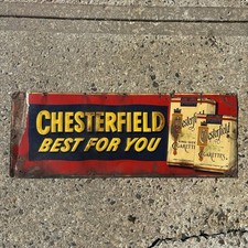 Vintage Embossed Chesterfield Cigarettes Metal Sign